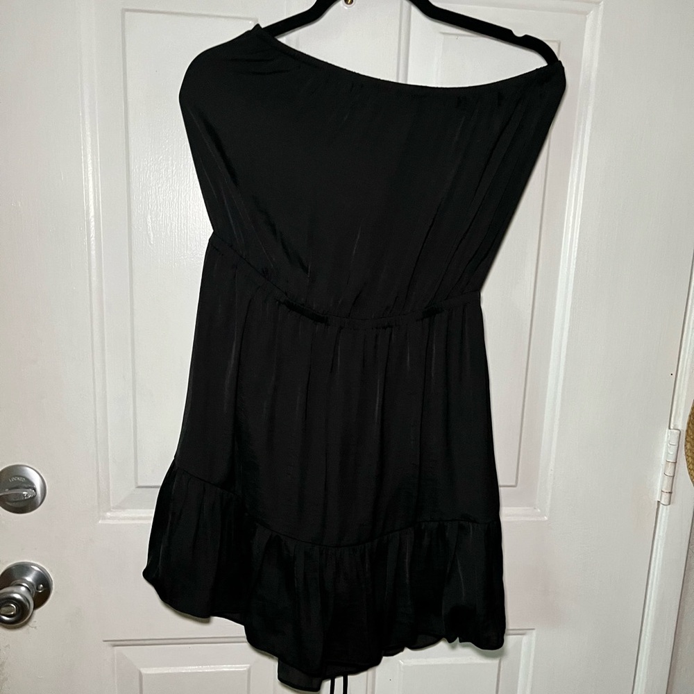 Naked Zebra Black Strapless Mini Dress Size Large